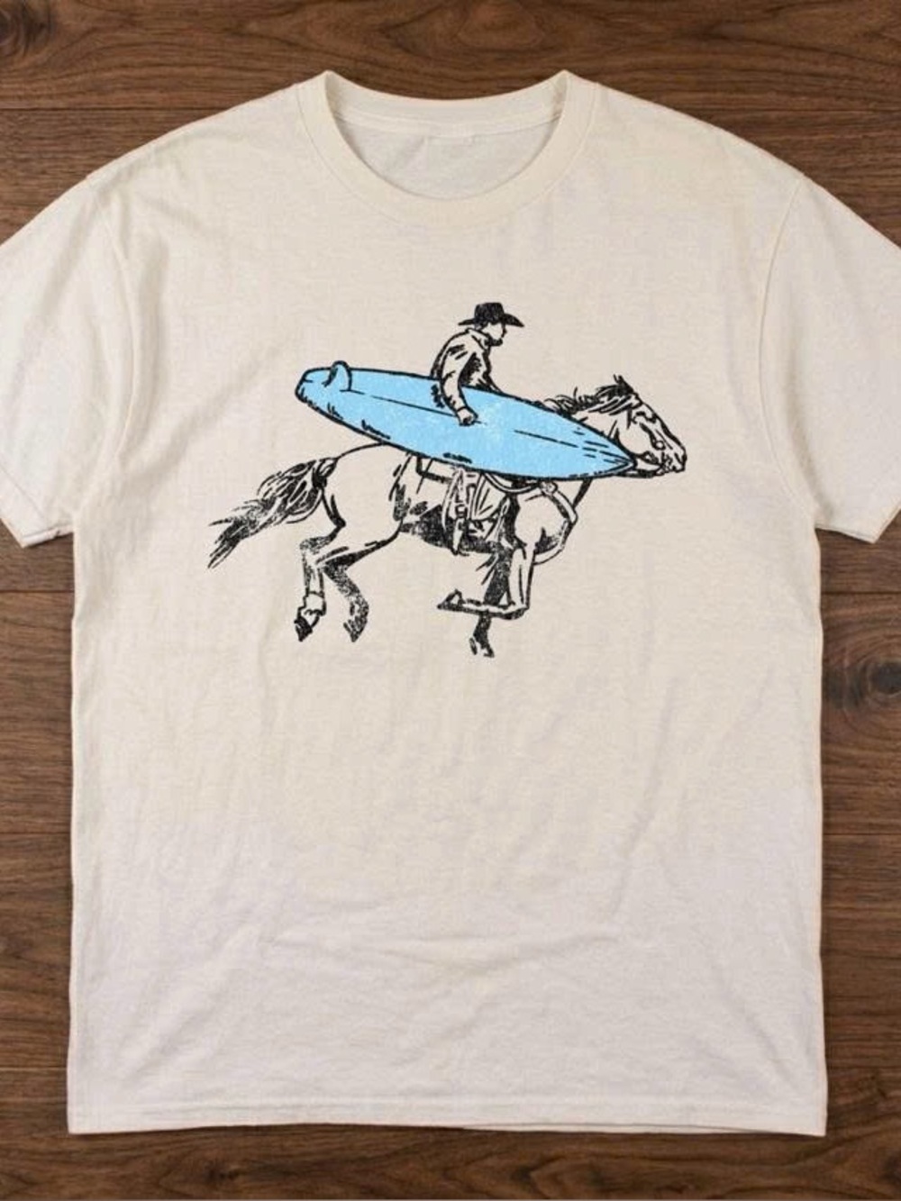 Men's Cream Graphic Surf Cowboy T-Shirt